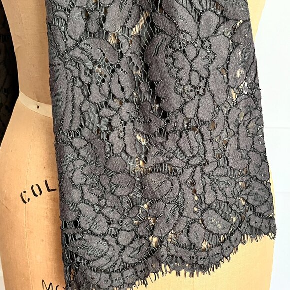 Charcoal Gray Lace Cocktail Dress Size XS, Low Back, Scoop Neck, Bell Sleeve - Picture 6 of 10